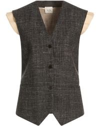 Alysi - Chocolat Charcoal Tailored Vest Wool, Polyester, Linen, Cotton - Lyst