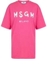 MSGM - Fuchsia Mini Dress Cotton - Lyst