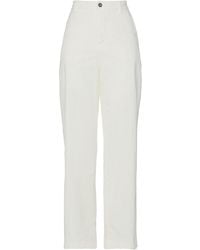 TRUE NYC - Ivory Pants Cotton, Elastane - Lyst