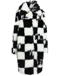 Karl Lagerfeld - Faux-fur Checked Coat - Lyst