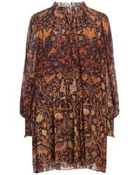 Ulla Johnson - Bedrucktes Minikleid Maja Aus Chiffon - Lyst
