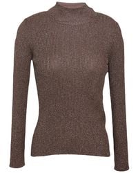Marella - Monochrome Taupe Turtleneck Viscose, Polyamide, Metallic Fiber - Lyst