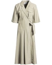 MSGM - Khaki Midi Dress Cotton - Lyst
