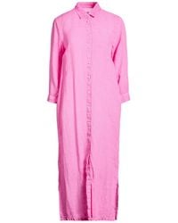 120% Lino - Midi Dress Linen - Lyst