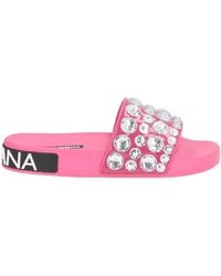 Dolce & Gabbana - Fuchsia Sandals Calfskin, Polyurethane, Polyester, Cotton - Lyst