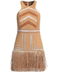 Elisabetta Franchi - Camel Mini Dress Cotton, Viscose, Polyamide, Plastic, Glass - Lyst