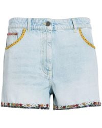 Valentino Garavani - Denim Shorts Cotton, Calfskin, Polyester, Viscose - Lyst