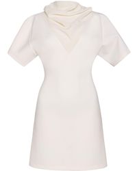 Courreges - Cream Mini Dress Polyester, Wool, Elastane, Polyamide - Lyst