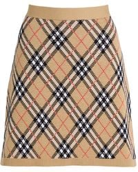 Burberry - Sand Mini Skirt Wool, Polyester - Lyst