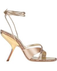 Ferragamo - Sandals Leather, Viscose, Silk - Lyst