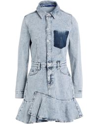 Karl Lagerfeld - Klj Ruffled Hem Denim Dress Mini Dress Organic Cotton, Elastane - Lyst