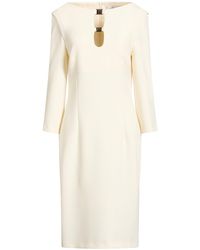 SIMONA CORSELLINI - Ivory Midi Dress Polyester, Viscose, Cotton, Elastane - Lyst