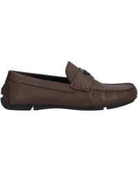 Emporio Armani - Pebbled Leather Driving Loafers - Lyst