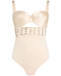 Elisabetta Franchi - Ivory Bodysuit Polyester, Viscose, Elastane - Lyst