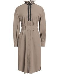 Brunello Cucinelli - Khaki Midi Dress Cotton, Cashmere, Polyester - Lyst