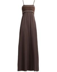 Peserico - Embroidered Satin-Knit Maxi Dress - Lyst