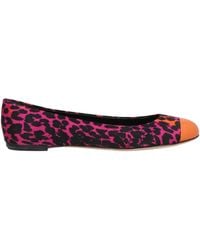 Casadei - Fuchsia Ballet Flats Leather, Textile Fibers - Lyst