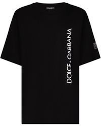 Dolce & Gabbana - Short-sleeved T-shirt with vertical logo print - Lyst