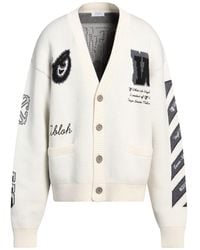 Off-White c/o Virgil Abloh - 'Varsity Knit Cardigan, Long Sleeves, Cream/, 100% Cotton, Size: Small - Lyst