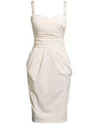 Elisabetta Franchi - Ivory Midi Dress Polyester, Elastane - Lyst