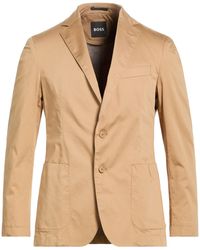 BOSS - Camel Blazer Cotton, Polyamide, Polyester, Elastane - Lyst
