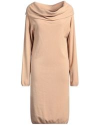 SEVENTY VENEZIA - Camel Midi Dress Viscose, Polyester, Polyamide - Lyst