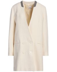 Alysi - Crème Ivory Coat Virgin Wool, Cotton, Linen - Lyst