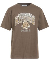 Maison Kitsuné - Khaki T-Shirt Cotton - Lyst