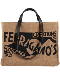 Ferragamo - Handbag Natural Raffia, Calfskin - Lyst