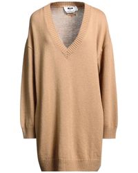 MSGM - Camel Mini Dress Wool, Cashmere - Lyst