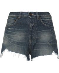 Femme Vêtements Shorts Shorts en jean et denim Short en jean à taille haute Jean Saint Laurent en coloris Gris 