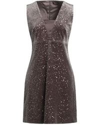 Peserico - Taupe Mini Dress Polyester, Elastane, Silk - Lyst