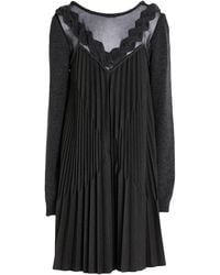 Alberta Ferretti - Charcoal Mini Dress Polyester, Virgin Wool, Viscose, Elastane, Silk - Lyst