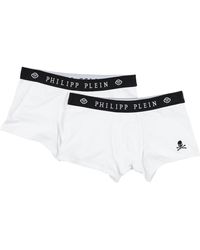 Boxer à bande logo Coton Philipp Plein pour homme en coloris Blanc Homme Vêtements Sous-vêtements Boxers 