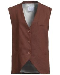 Gaelle Paris - Chocolate Tailored Vest Viscose, Linen - Lyst