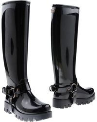 Dolce & Gabbana Italy Womans Burgundy Crocodile Leather Rubber Narrow Rainboots Boots 7 6 