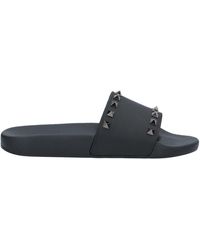 Valentino Rockstud Pool Slide Sandals - Black