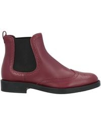 Tod's - Burgundy Ankle Boots Leather - Lyst