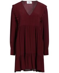 SOLOTRE - Burgundy Mini Dress Acetate, Silk - Lyst
