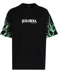 PHOBIA ARCHIVE - T-Shirt With Lightning On Sleeves T-Shirt Cotton - Lyst