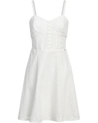 Guess - Ivory Mini Dress Cotton, Polyester - Lyst