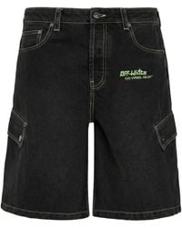 Off-White c/o Virgil Abloh - Charcoal Denim Shorts Cotton - Lyst