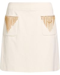 Clips More - Ivory Mini Skirt Viscose, Polyamide, Elastane - Lyst
