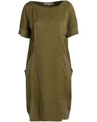 European Culture - Khaki Mini Dress Rayon, Viscose, Cotton, Linen, Elastane - Lyst