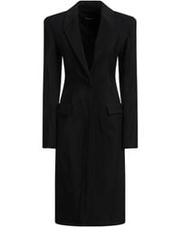 Mugler - Overcoat & Trench Coat Viscose, Virgin Wool - Lyst