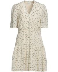 Sandro - Gathered Printed Slub Woven Mini Dress - Lyst
