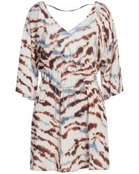 Please - Ivory Mini Dress Polyester, Elastane - Lyst