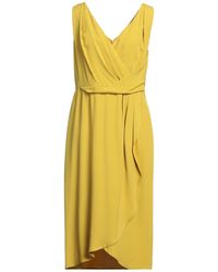 Caractere - Mustard Midi Dress Viscose, Polyester - Lyst