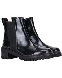 See By Chloé Melia 90 Leather And Suede Boots in Black | Lyst