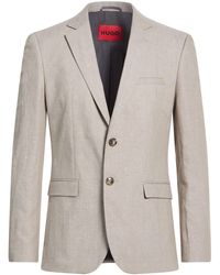 HUGO - Blazer Cotton, Linen - Lyst